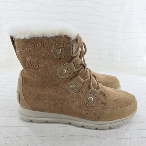 Sorel Womens Explorer Joan Brown Suede Faux Fur Winter Boots NL3039-224 Size 8.5 - Picture 1 of 11